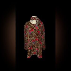 Vintage Floaral Leopard Print Women's Blouse